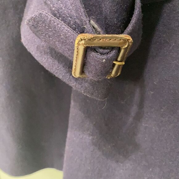 J. Crew Women's Navy Blue Pea Wool Coat Winter Long Trench Sz 2 - Picture 6 of 7